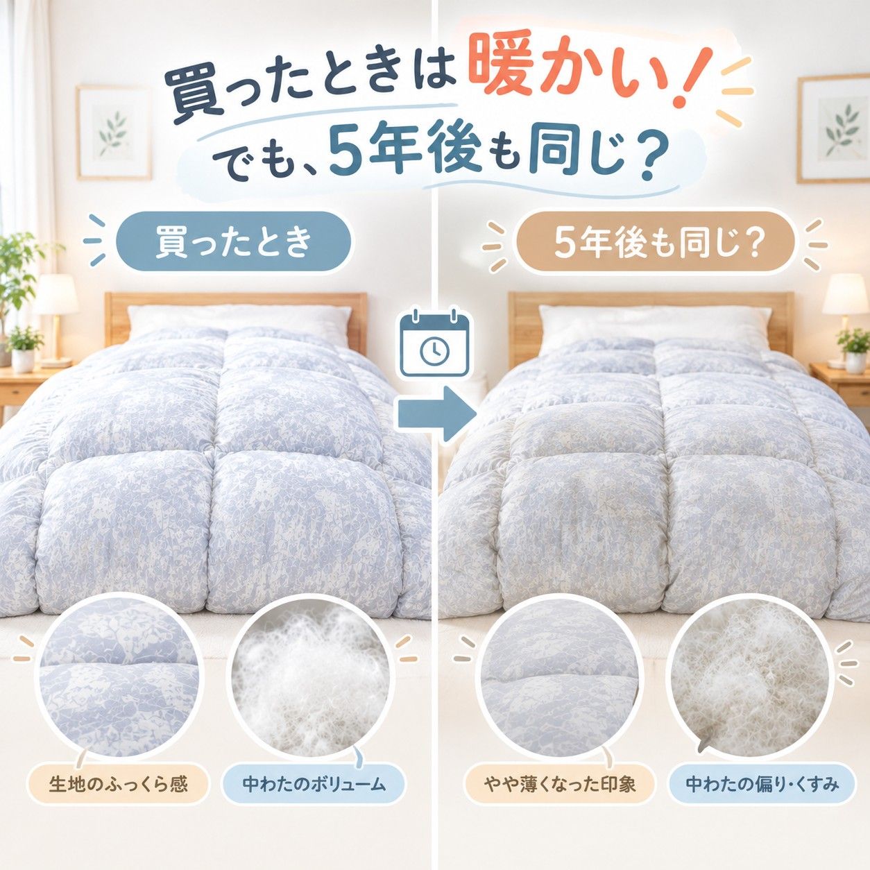 掛け布団の新品と5年後比較1.jpg