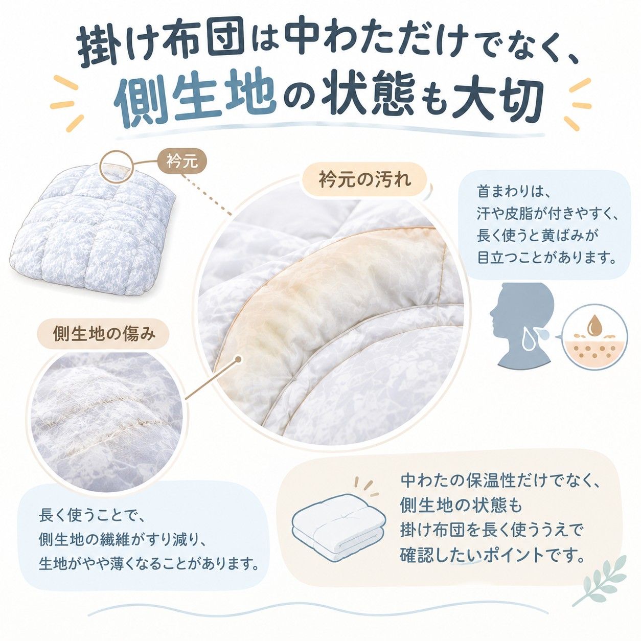 掛け布団の新品と5年後比較3
