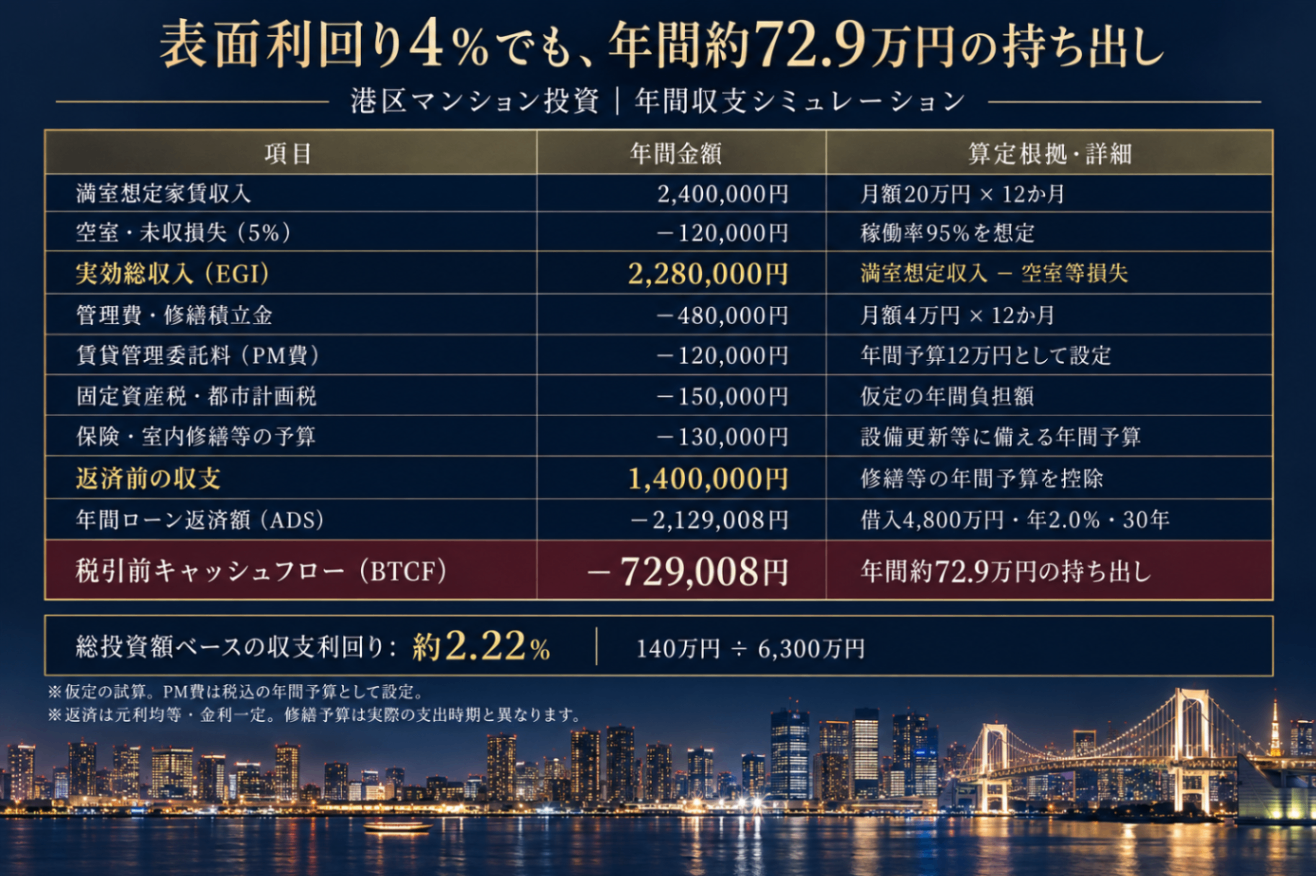 表面利回り4％でも、年間約72.9万円の持ち出し.png