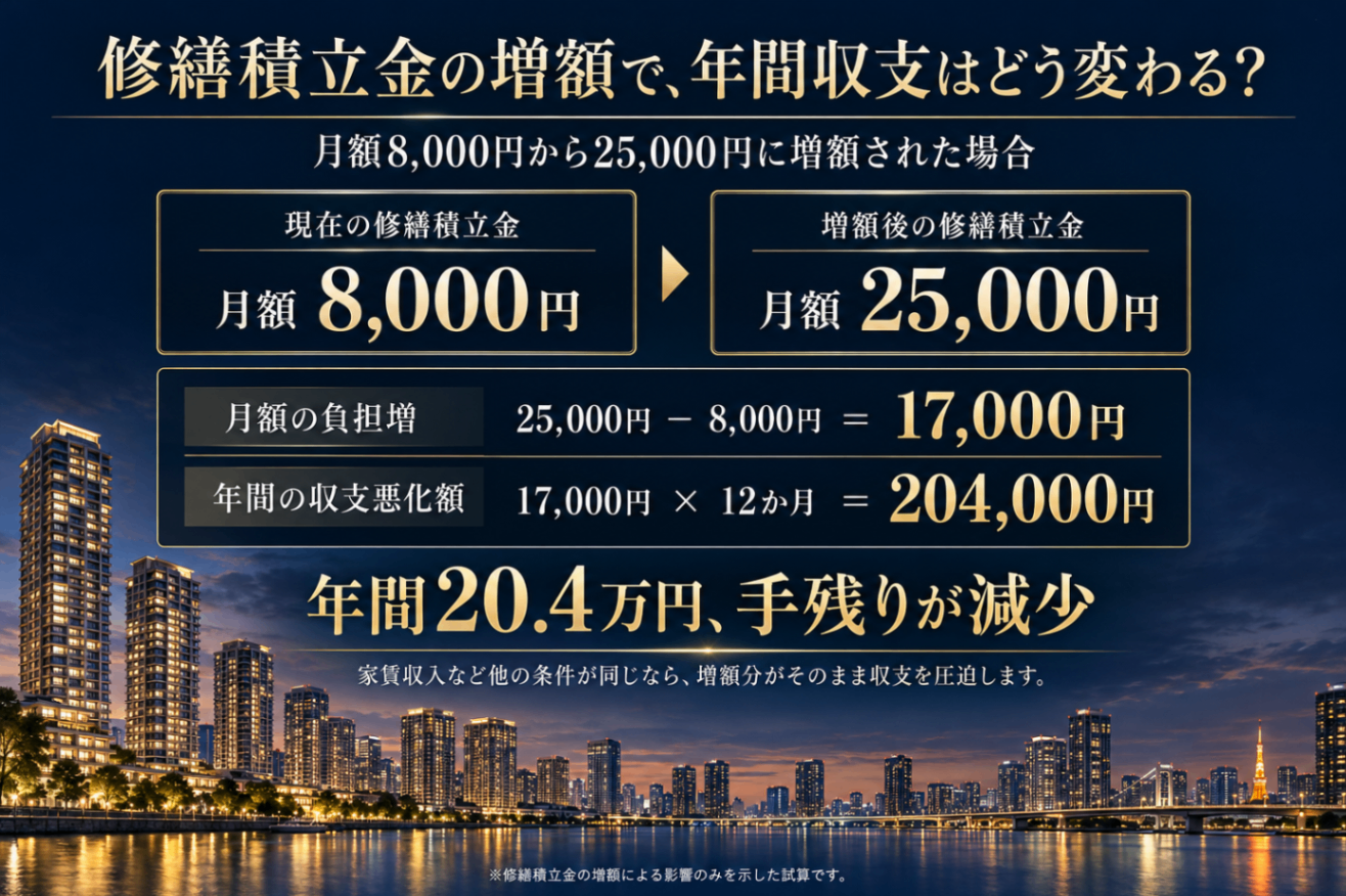 修繕積立金増額で年間収支悪化.png