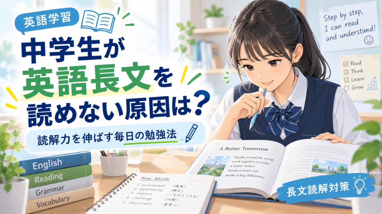 中学生が英語長文を読めない原因は？ 読解力を伸ばす毎日の勉強法