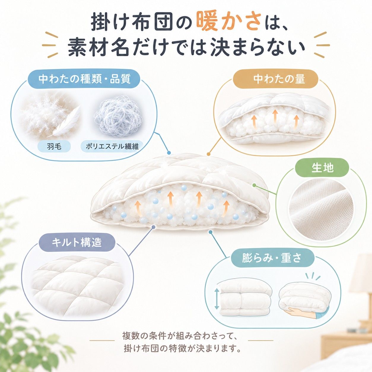 掛け布団の暖かさを決める五つの要素.jpg