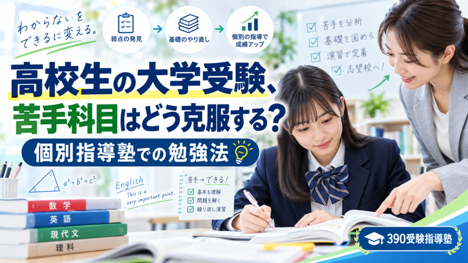 高校生の大学受験、苦手科目はどう克服する？ 個別指導塾での勉強法